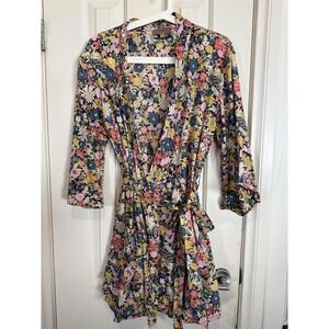 Kachel Mini Wrap Dress Size Small Floral Multicoloured Cotton Half Sleeve